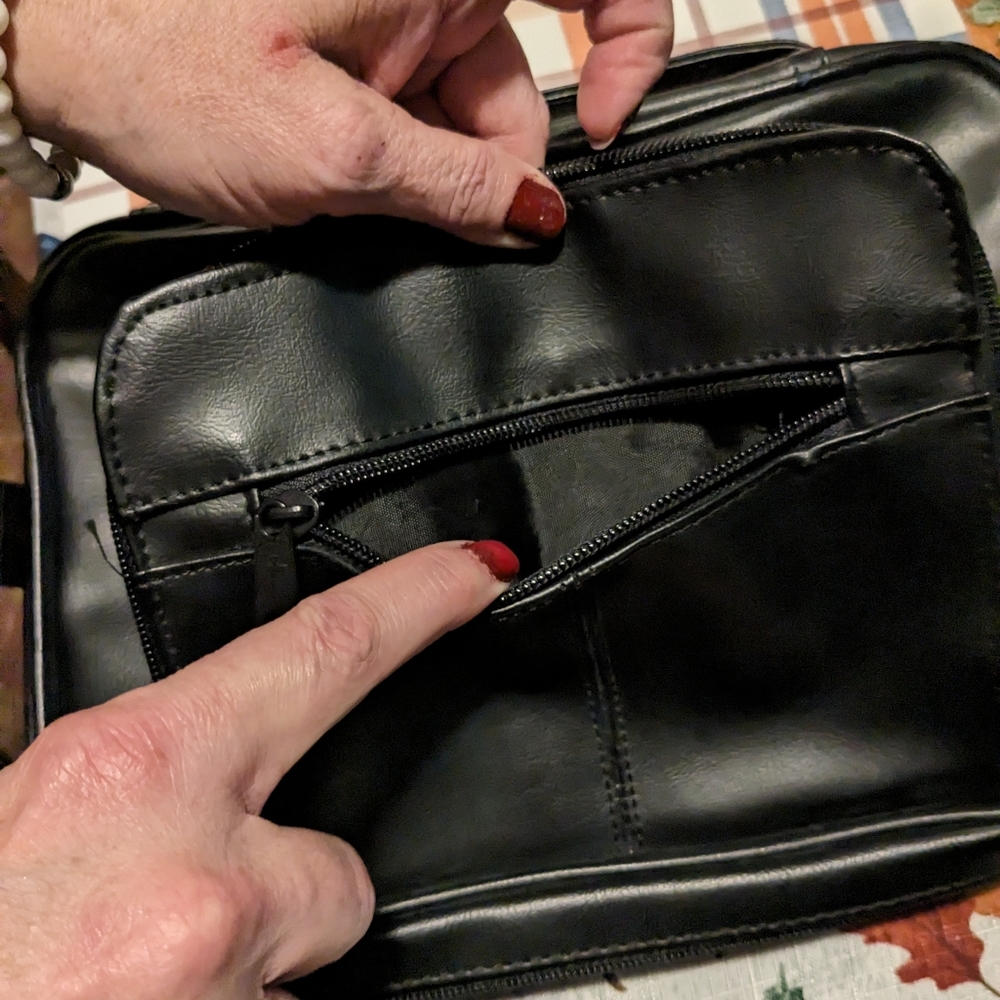 Black leather Bible cover with lots of storage